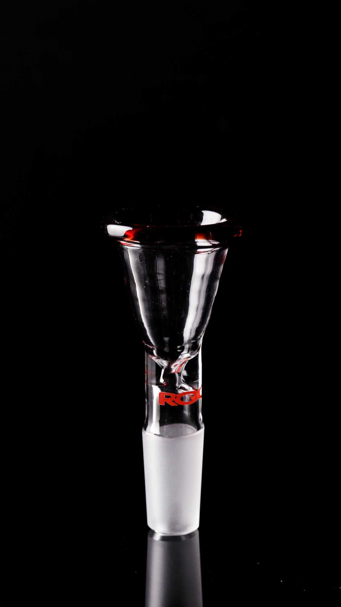ROOR® Color Rim Bowl Exclusive Limited RED Edition glass funnel bowl with red rim and decal on black background
