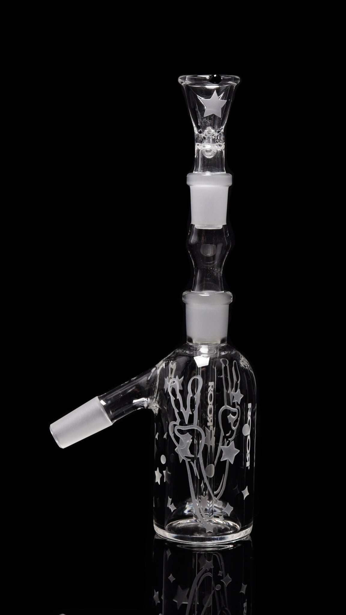 ROOR® Custom Alien O.G Ash-Catcher with 14.5mm joint, German Duran Schott Glass, sandblasted design.