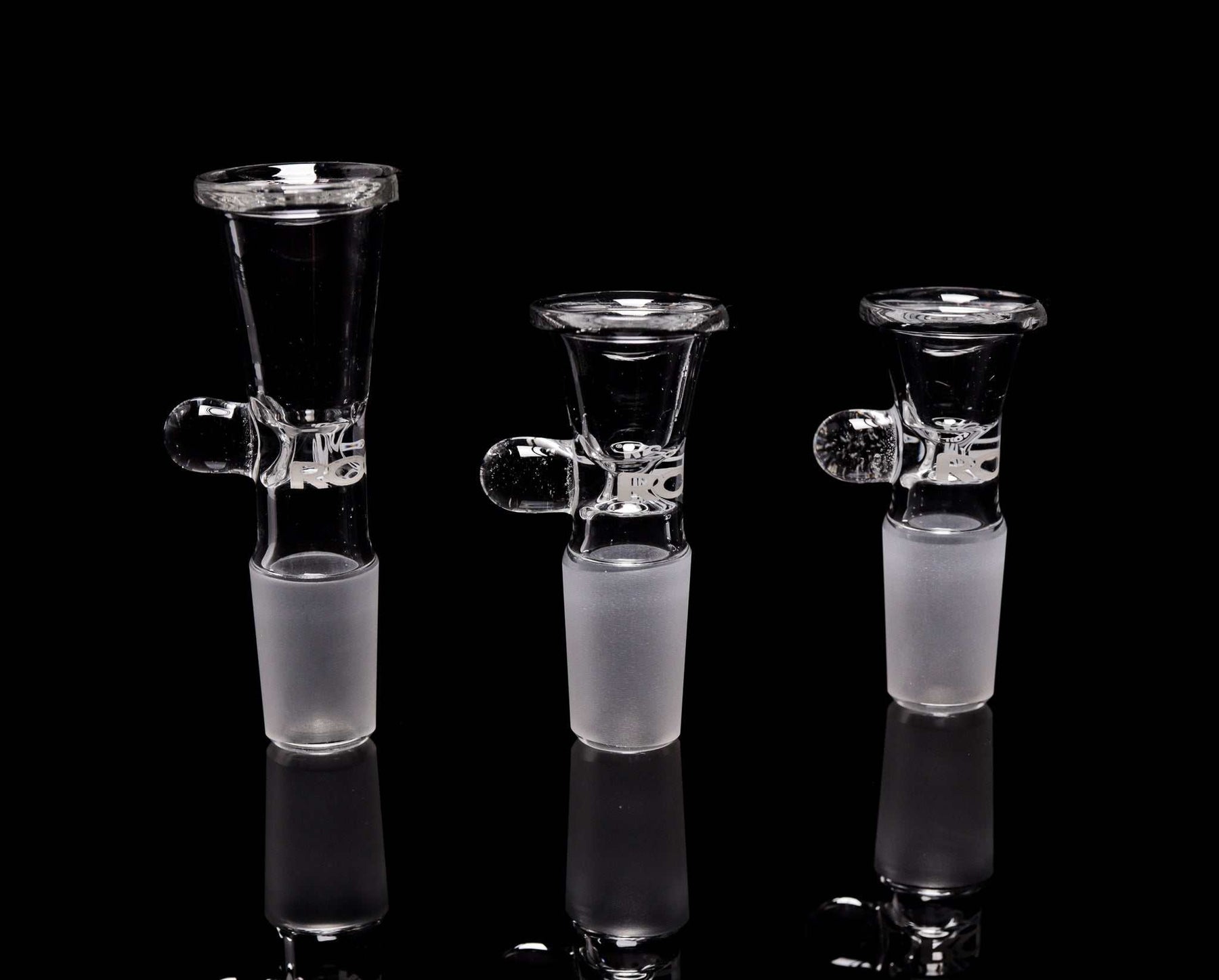 ROOR® 18mm Classic Funnel Bowl with Round Handle Style in various sizes.
