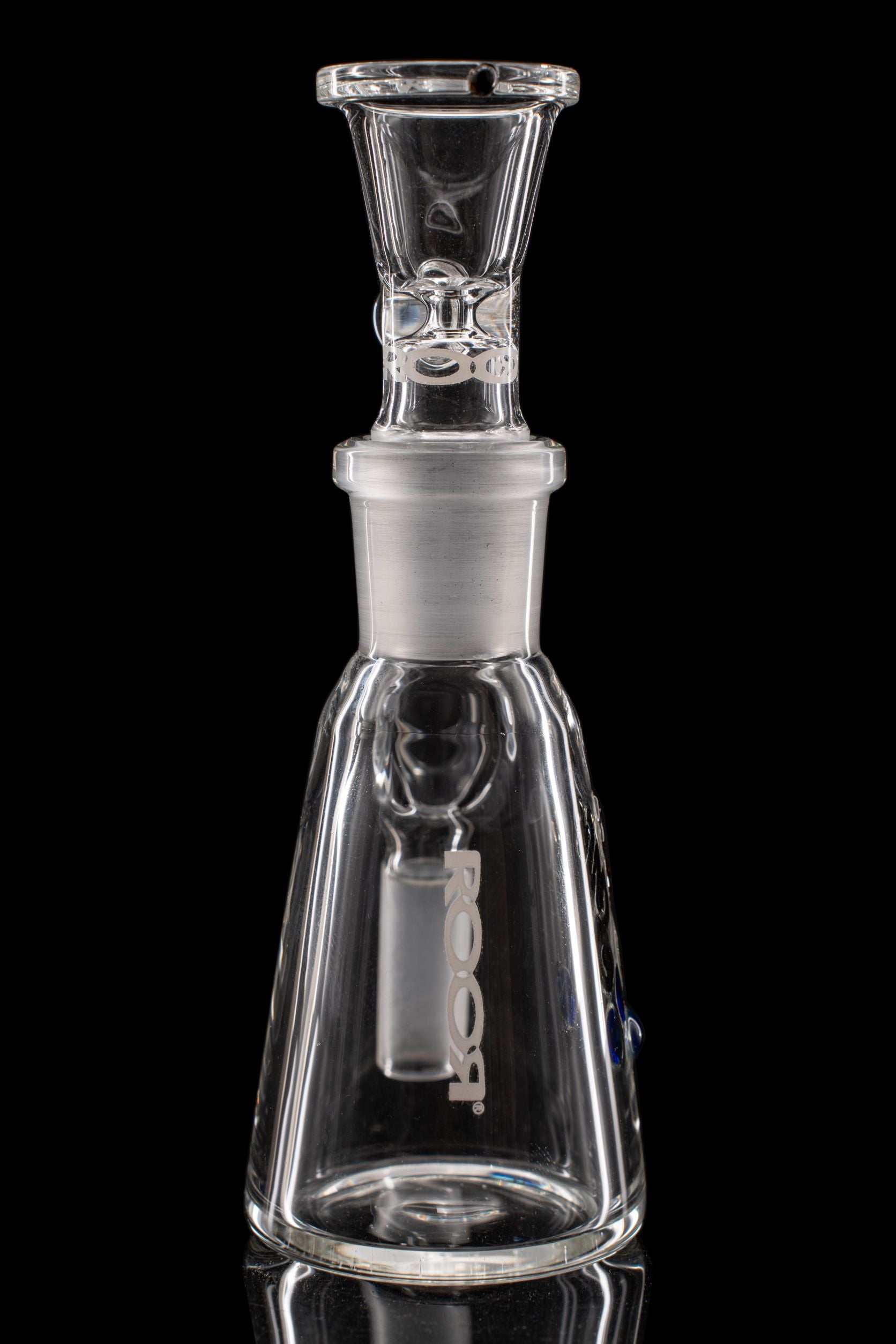 Clear ROOR® Debris Catcher made of German Duran Schott Glass with 14.5mm joint and white decal logo