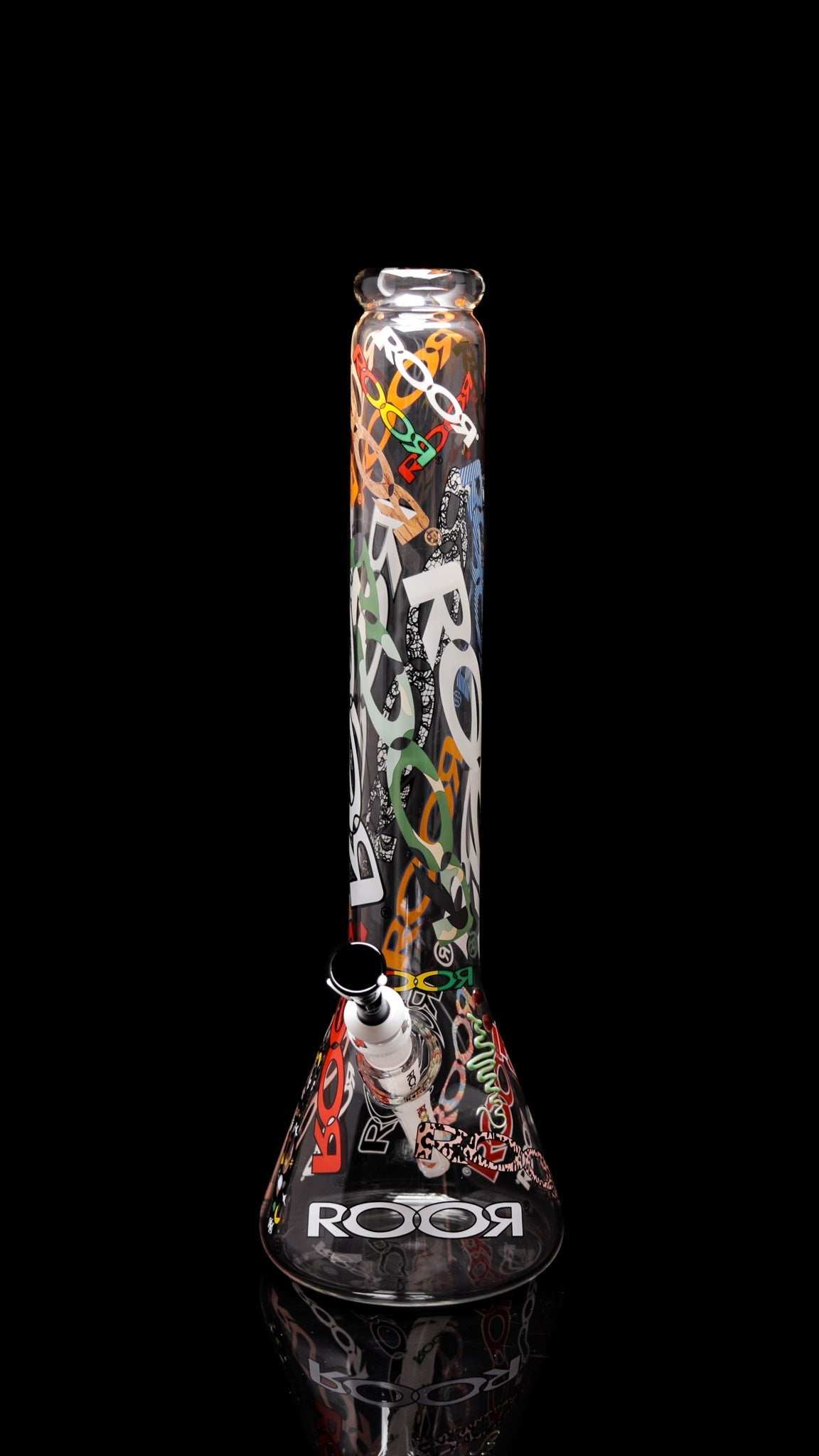 ROOR 18” Zeaker 60mm x 5mm beaker base with colorful limited logo design.
