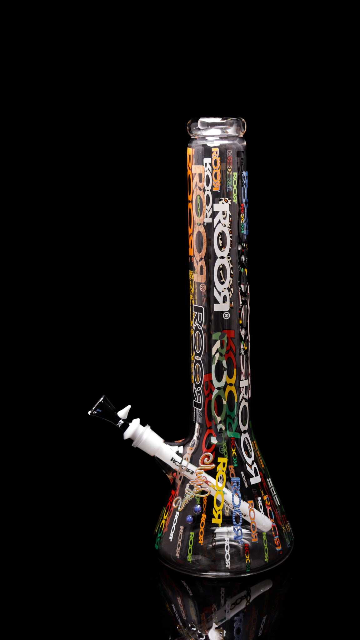 ROOR 18” Zeaker 60mm limited edition glass beaker with colorful logo design.