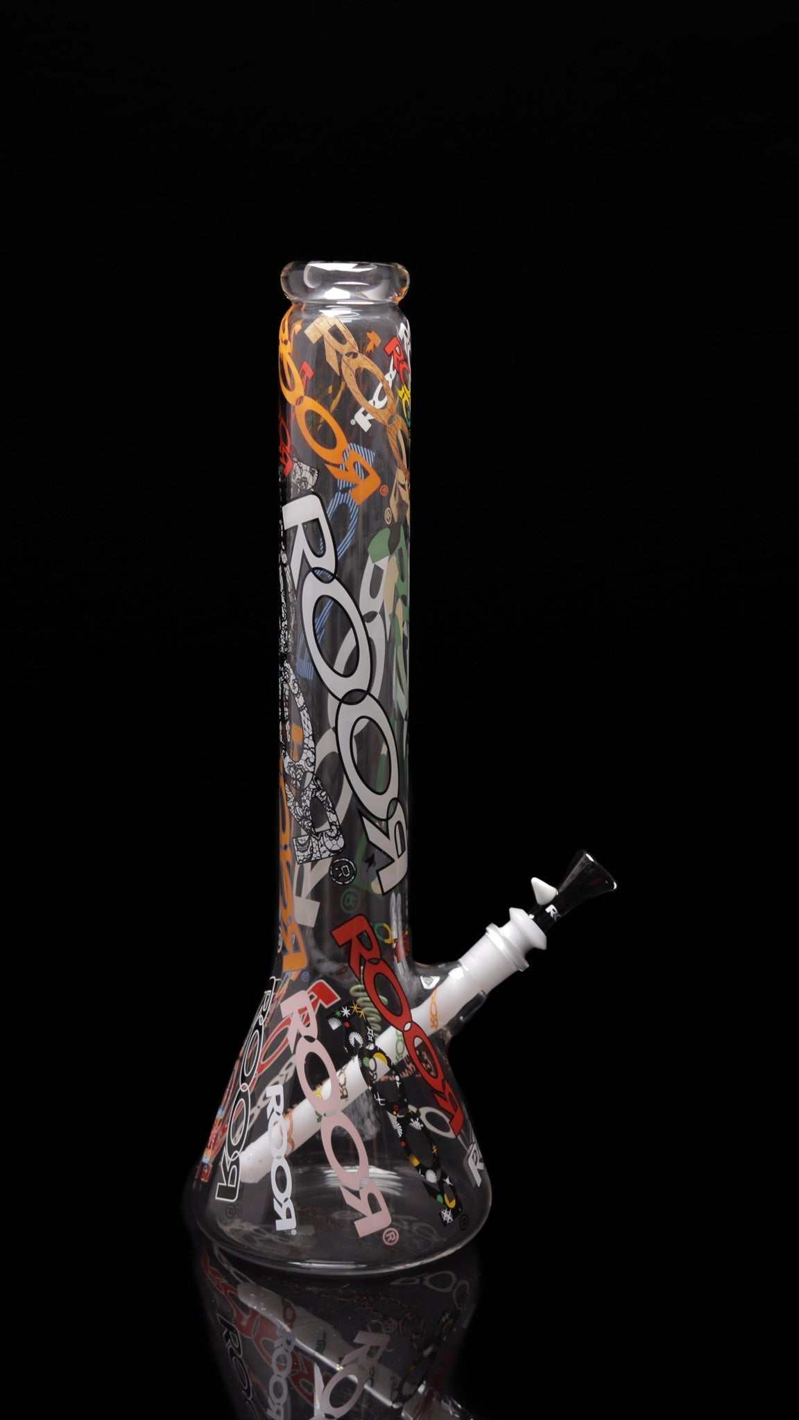 ROOR 18” Zeaker 60mm x 5mm limited edition glass beaker with colorful logo design.