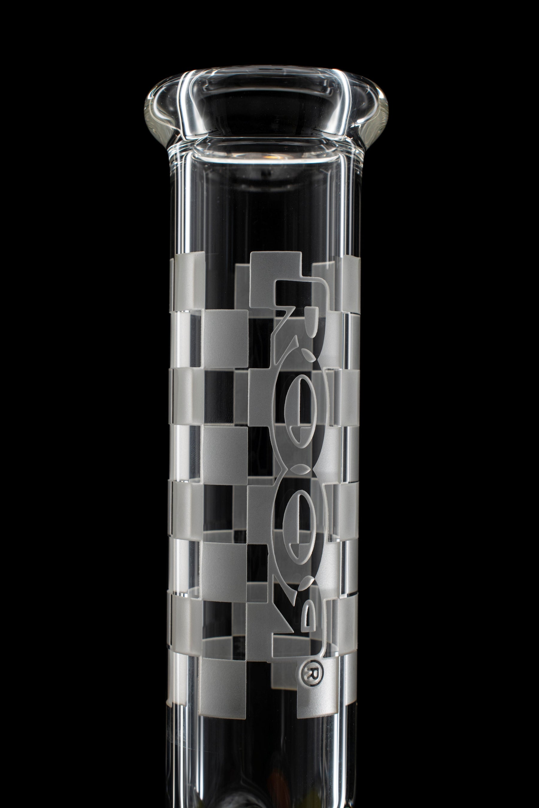 ROOR® 12" Beaker with 50x5mm Checkered Sandblasted Design, Schott Boro Artistic Glass, Ice Pinches