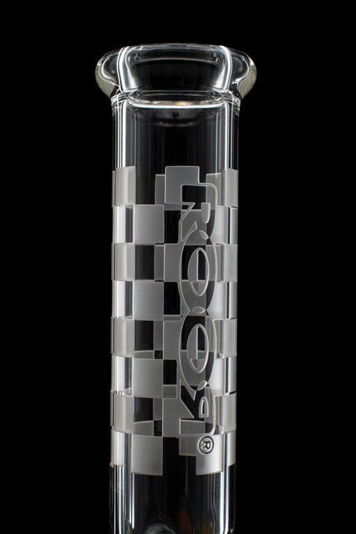ROOR® 12" Beaker with 50x5mm Checkered Sandblasted Design, Schott Boro Artistic Glass, Ice Pinches