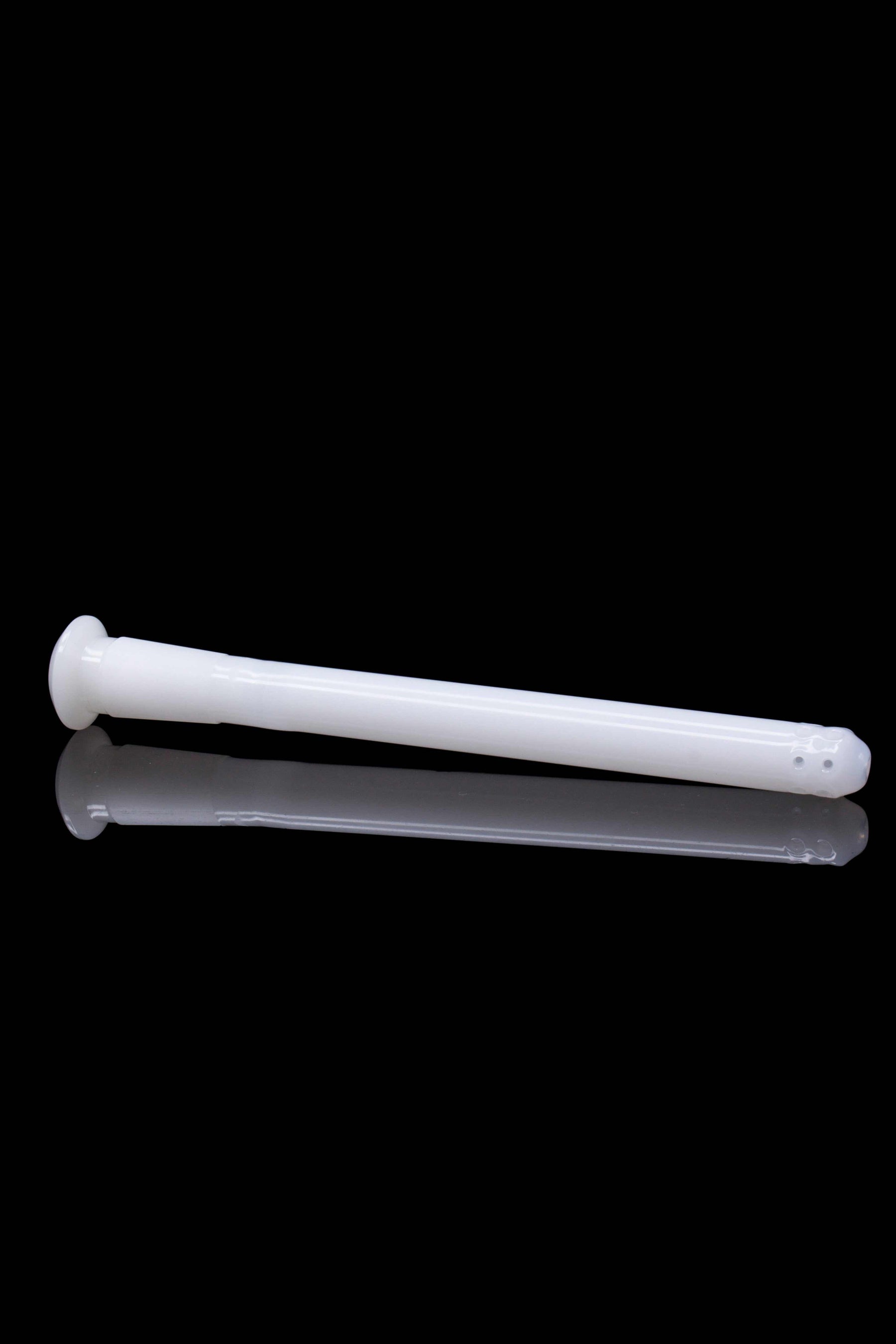 ROOR® Reducing 13-Hole Diffused Low-Profile Downstem Straight 18.8mm to 14.5mm white glass downstem with 13-hole diffuser
